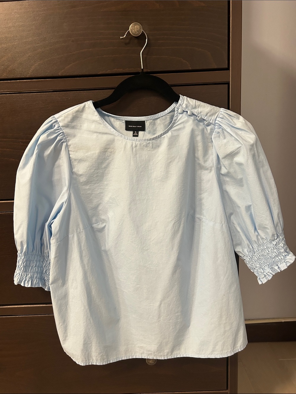Who What Wear Pale Blue Scoop Neck Blouse